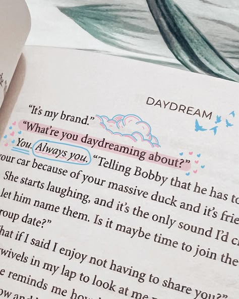 Daydream by Hannah Grace - thoughts + feels ☁️ 💭 𝘄𝗵𝗮𝘁 𝘄𝗮𝘀 𝘆𝗼𝘂𝗿 𝗹𝗮𝘀𝘁 𝗮𝗻𝘁𝗶𝗰𝗶𝗽𝗮𝘁𝗲𝗱 𝗿𝗲𝗮𝗱 𝘁𝗵𝗮𝘁 𝗱𝗶𝗱𝗻’𝘁 𝗵𝗶𝘁 𝘁𝗵𝗲 𝘀𝗽𝗼𝘁? Ok it was CUTE! Truly it was. I love Hannah’s writing; that’s a given. The storyline was easy to follow, I laughed, I swooned, and I felt all the feels. I enjoyed the characters and loved that we still had heavy involvement from previous characters in the series. All in all this book was a fun time with some hella adorable moments, and god bless Nate Hawkins, because that boy saved... Daydream Hannah Grace Spicy Chapters, Daydream Book, Daydream Aesthetic Book, Daydream Hannah Grace Aesthetic, Hannah Aesthetic, Daydream By Hannah Grace, If He Had Been With Me Annotations, Daydream Hannah Grace, Daydream Hannah Grace Quotes