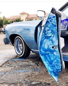 Custom Car Paint Jobs, Bright Blue Paint, Fierce Quotes, Older Cars, Kustom Paint, Car Paint Jobs, Futuristic Shoes, Airbrush Designs, Painted Vans