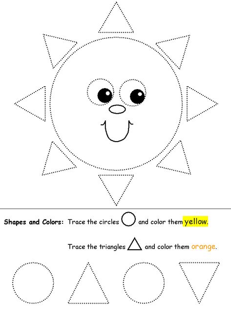 tracing circles & triangles. website has lots of tracing activities. Circle And Triangle Worksheet, Shapes Preschool Printables, Tracing Activities, Shape Tracing Worksheets, Triangle Worksheet, Shapes Kindergarten, Preschool Colors, Shapes Preschool, Shapes Worksheets