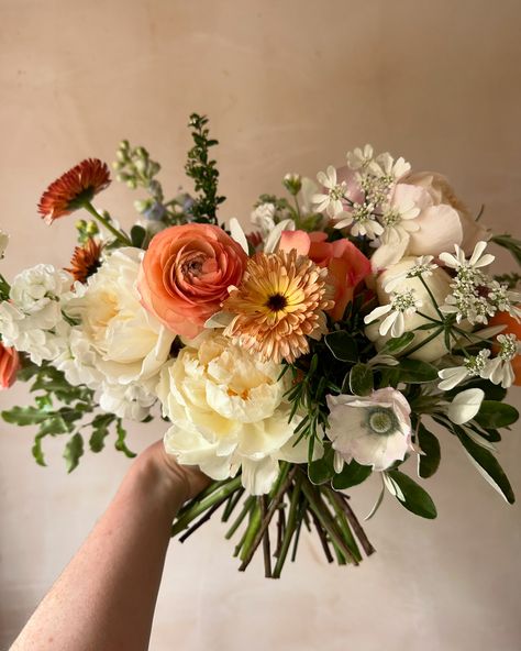 A few bouquets from the month of May. Filled with plenty of peonies, daisies, garden roses, sweet peas and ranunculus. . . . . #elderandwild #bridalbouquet #gardenstylebouquet #nottinghamflorist Peonies And Wildflower Bouquet, Dahlia Ranunculus Bouquet, Ranunculus Wedding Bouquet, Garden Wedding Bouquet, Ranunculus Wedding, Orange Ranunculus, Ranunculus Bouquet, English Garden Wedding, Cut Flower Garden