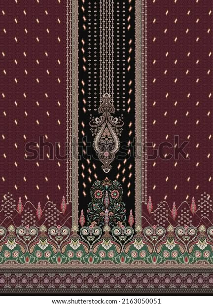 Aztec Pattern Design, Geometrical Border, Suit Kurti, Digital Dress, Digital Model, Sari Design, Botanical Flower Art, Emb Designs, Winter Suits