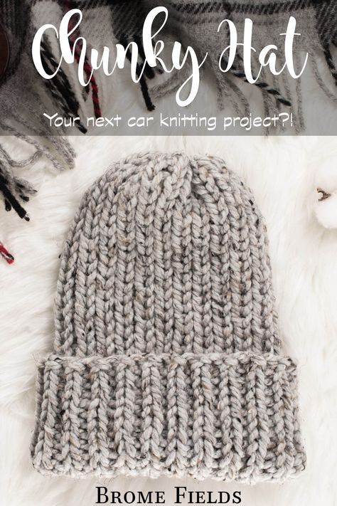 Ribbed Hat Knitting Pattern : Brome Fields Bulky Hat Knitting Pattern Free, 8mm Knitting Patterns, Ribbed Knit Hat Pattern Free, Adult Hat Knitting Pattern Free, Rib Beanie Knitting Pattern, Beginner Knit Beanie, Easy Knit Beanie, Bulky Knit Hat, Basic Knit Beanie Pattern Free