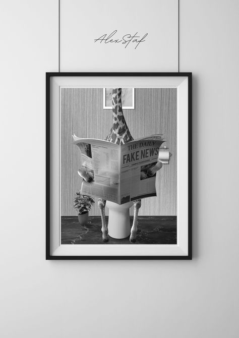 Toilet Black And White, Fox Bathroom, Luxury Fashion Poster, Humor Animal, Bathroom Wall Decor Art, Giraffe Wall Art, Toilet Humor, Fox Wall Art, Art Fox