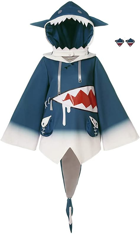 Fish Mouth Hoodie, Shark Hoodie Aesthetic, Cute Shark Outfit, Shark Outfit Ideas, Shark Aesthetic Outfits, Sharkcore Outfits, Hoodie Jacket Outfit, Fish Outfit, Outfit Character Design