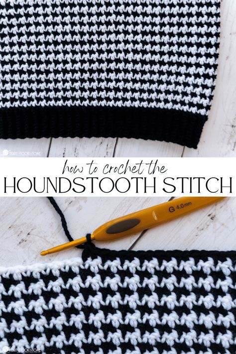 Learn how to crochet the beginner friendly houndstooth stitch with this free step-by-step crochet tutorial! Crochet Stitches For Blankets, Easy Crochet Stitches, Hounds Tooth, Crochet Stitches For Beginners, Stitch Crochet, Single Crochet Stitch, Crochet Stitches Tutorial, Basic Crochet Stitches, Crochet Stitches Patterns