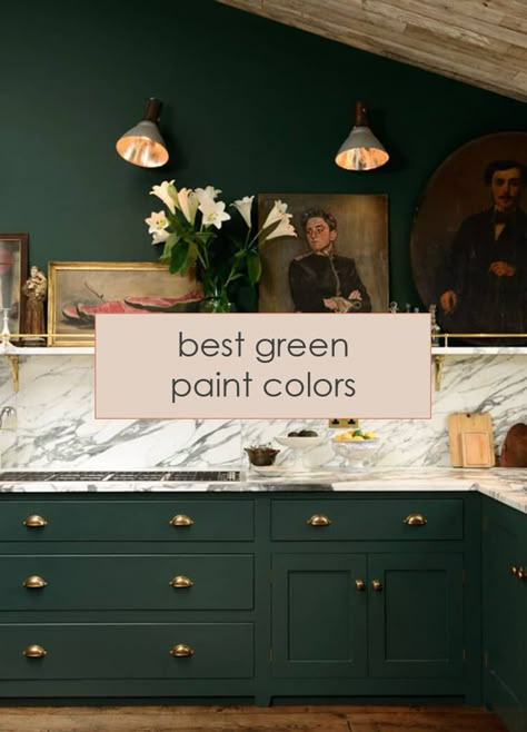 Green is definitely having a moment in paint colors. From rich emeralds to neutral olive tones, they are all trending. Since it’s St. Patrick’s Day, there is no time more perfect than now to share a round-up of these beautiful green hues. Best Hunter Green Paint Colors, Best Green Paint For Bathroom, Jade Green Paint Colors, Emerald Green Laundry Room, Hunter Green Paint Colors, Dark Green Laundry Room, Lawyer House, Best Dark Green Paint Colors, Green Painted Rooms