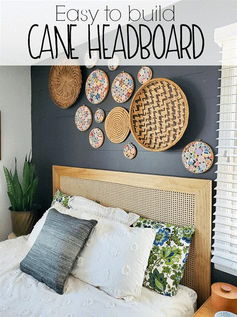 Step by step on how to make a headboard using wood and caning material for a vintage modern feel on a budget! DIY Caned Headboard via Refresh Living Build A Headboard, Cane Headboard, Make A Headboard, Diy Bed Headboard, Boho Headboard, Diy Home Decor For Apartments, How To Make Headboard, Modern Headboard, Caned Headboard