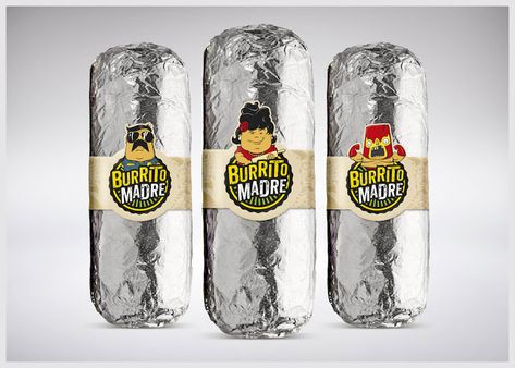 Burrito Madre on Packaging of the World - Creative Package Design Gallery Shawarma Packaging Design, Burrito Packaging Design, Mexican Food Packaging Design, Shawarma Packaging Ideas, Shawarma Packaging, Restaurant Visual Identity, Mexican Fast Food, Food Delivery Packaging, Sandwich Packaging