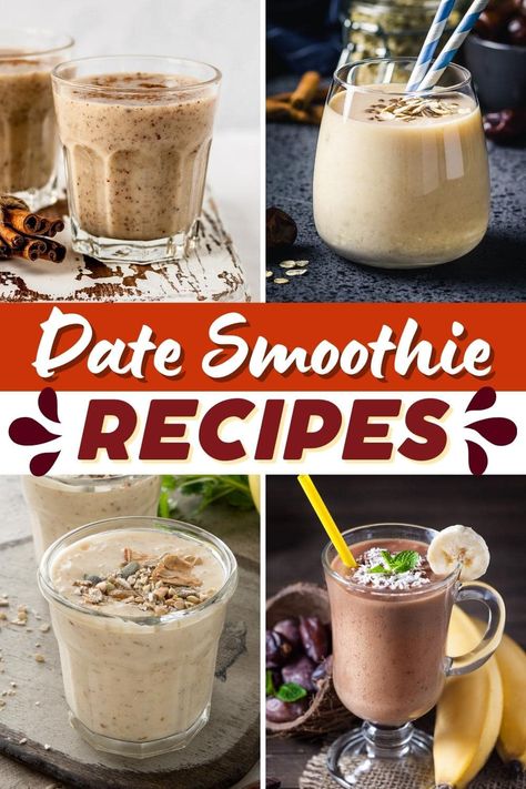 Date Smoothie Recipes, Date Recipes Healthy, Coffee Breakfast Smoothie, Date Smoothie, Smoothie Flavors, Dessert Smoothie, Date Recipes, Best Smoothie Recipes, Yogurt Smoothies