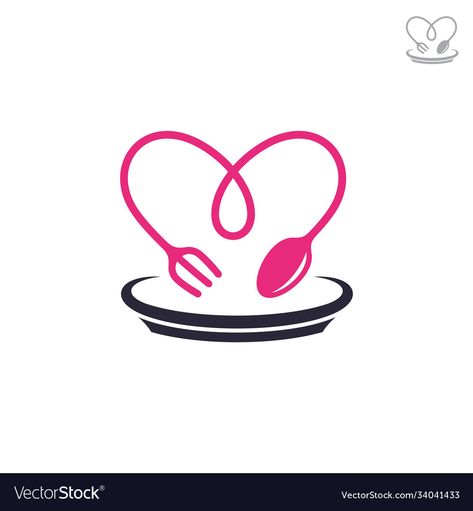 Heart Spoon, Combination Logo, Love Logo, Food Logo, Cafe Ideas, Spoon Fork, Logo Food, Logo Concept, Vector Logo