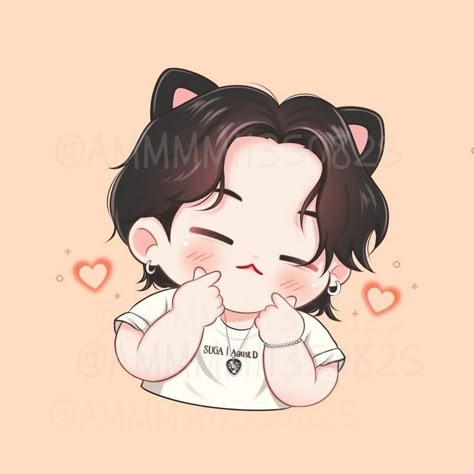 Suga Chibi Fan Art, Yoongi Anime Fanart, Yoongi Cute Fanart, Suga Chibi Cute, Yoongi Cartoon, Suga Cartoon, Bts Dibujos Chibi, Chibi Yoongi, Bts Chibi Fanart