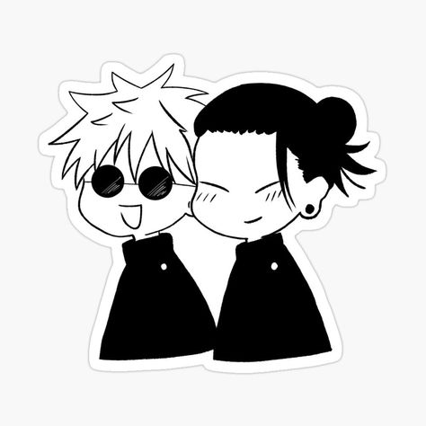 Gojou And Geto Chibi Sticker by Kagurachi Diy Anime Stickers, Gojo Chibi Manga, Jjk Stickers Printable, Cute Anime Stickers Printable, Manga Stickers Printable, Anime Stickers Manga, Anime Stickers Printable, Gojo Sticker, Chibi Gojo