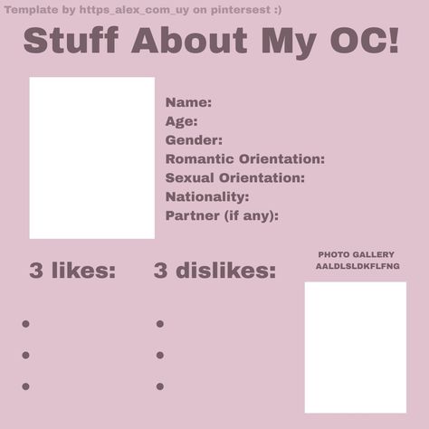 Oc Drawing Prompts, Silly Templates, Character Sheet Writing, Oc Things, Personality Chart, Oc Template, Character Sheet Template, Art Style Challenge, Drawing Ideas List