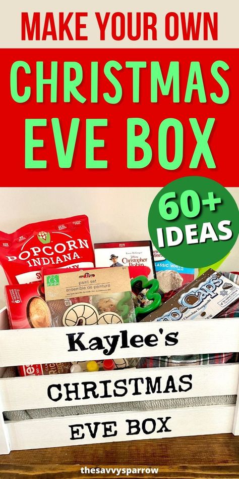 Night Before Christmas Box Ideas, Box Filler Ideas, Christmas Box Ideas, Diy Christmas Eve Box, Christmas Eve Box For Adults, Christmas Eve Box For Kids, Night Before Christmas Box, Christmas Eve Crate, Xmas Eve Boxes