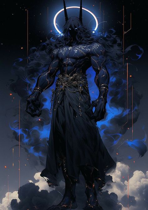 He is the downfall of magnia God Art Male, Fantasy God Concept Art, Six Arms Character Design, Dark Lord Fantasy Art, Demon Man Art, God Character Design Male, God Concept Art, Demon Concept Art, Fantasy God