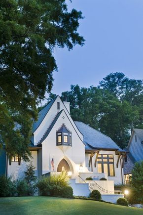 Architect Portfolio by Christopher Architecture and Interiors - Dering Hall Spanish Exterior, Gothic Revival House, Exterior Makeover, Tudor House, Entrance Design, House Paint Exterior, Exterior Paint Colors, Exterior House Colors, Exterior House