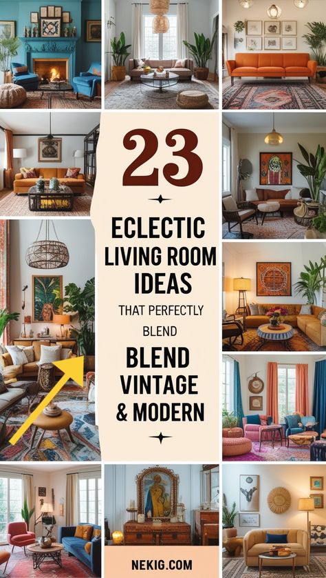 Mix old and new with these stunning vintage eclectic living room ideas! From antique finds to bold colors, get inspired to create a space full of personality Vintage Eclectic Living Room, Eclectic Living Room Ideas, Cozy Living Room Ideas, Eclectic Living, Eclectic Living Room, Antique Finds, Vintage Eclectic, Cozy Living Rooms, Cozy Living