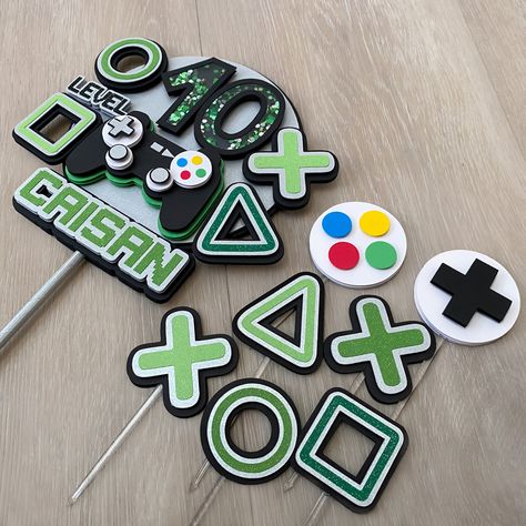 Gamer Cupcake Topper, gamer mini toppers, Gamer Birthday Party, Gaming cupcake Topper Birthday, Gamer Controller, Gamer Birthday Decorations, Video Game Cupcake Topper, Boy Birthday Party, Boy Party Decor #gamerparty #videogamesparty #gamercaketopper #gaming #videogames #controller #cupcaketoppers #cupcakeideas #cupcakedecoratingideas #partydecor #themeparties #boybirthdayparties #boybirthdayparty #boybirthdaycake #gameroom #gamercake #controller Birthday Cake Video Games, Videogame Birthday Party, Xbox Cake Topper, Gamer Birthday Decorations, Gamer Birthday Party Ideas Boys, Gaming Cakes For Boys, Gaming Cake Ideas, Gamer Cupcakes, Gamer Party Ideas