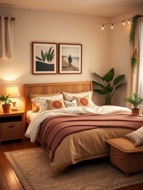 home deco ideas Target Bedroom Inspiration, Cozy Terracotta Bedroom, Sand Colored Bedroom, Bright Minimalist Bedroom, Peach Teal Bedroom, Color Theme Bedroom, Minimalist Cozy Bedroom, Calm Bedroom Aesthetic, Warm Cozy Bedroom