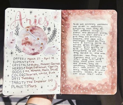 Aries Journal, Gemini And Pisces, Aries Baby, Aries Season, Zodiac Journal, Moon Journal, Grimoire Book, Spiritual Journals, Norse Pagan