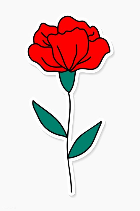 Carnation Flower Drawing, Carnation Drawing, Red Carnation Flower, Cartoon Rose, Flower Sunglasses, Cloud Stickers, Red Heart Patterns, Red Carnation, Beautiful Red Roses