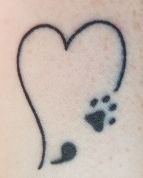 Dog Semicolon Tattoo, Dog Semi Colon Tattoo, Cat Semi Colon Tattoos, Heart Semicolon Tattoo, Dog Paw Tattoo Semicolon, Semicolon Tattoo Paw Print, Paw Print And Semi Colon Tattoo, Paw Print Semi Colon, Semi-colon Tattoo Dog