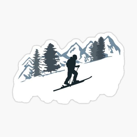 Ski touring person and winter mountain scenery. Ski touring design for winter sports enthusiasts. • Millions of unique designs by independent artists. Find your thing. Mountains Sticker, Cross Country Skier, Cross Country Running, Mountain Scenery, Downhill Skiing, Winter Mountain, Ski Touring, Snow Mountain, Cross Country Skiing