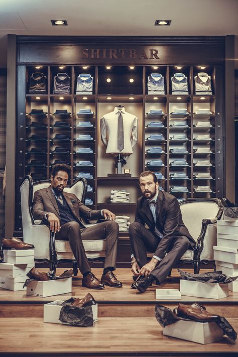 @Doppelganger #fashion #elegant #man #suits #moda #uomo Men Fashion Store, Mens Fashion Shop Interior Retail Stores, Men Clothing Store Design Ideas, Suit Shop Design, Suits Store Design, Mens Clothing Store Interior Design, Mens Store Display, Men's Clothing Store Design, Suit Stores