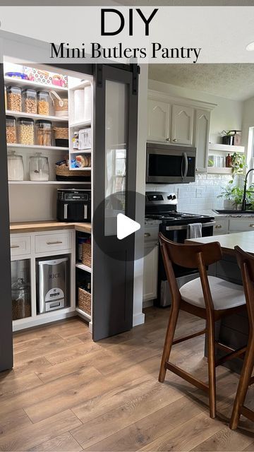 Lower Pantry Cabinets, Kitchen Pantry Addition, Kitchen Remodel With Pantry Cabinet, Small Kitchen With Pantry Ideas, Retractable Pantry Doors, Bump Out Pantry Addition, Build Pantry In Kitchen, Pantry Entrance From Kitchen, Where To Put The Refrigerator In The Kitchen