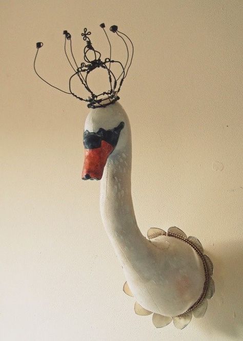 Mister Finch, Faux Taxidermy, White Bird, Animal Heads, Paper Clay, Soft Sculpture, Wire Art, Art Plastique, Taxidermy