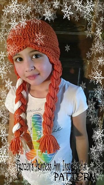 Ravelry: Frozen's Princess Anna Inspired Hat pattern by B~Wear Designs Crochet Wigs, Beanies Crochet, Anna Hat, Frozen Pattern, Yarn Wig, Princess Hat, Crochet Princess, Diy Kostüm, Crochet Disney