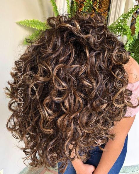 Curly Hair Color Bliss Voluminous Vibes Dimensional Highlights Curly Hair, Highlights On Curly Dark Hair, Short Curly Hair 2024, Ombre Hair Color Curly Hair, Lowlights On Curly Hair, Highlights For Curly Hair Natural Curls Brunettes, Curly With Highlights, Curly Hair Partial Highlights, Black Curly Hair With Blonde Highlights