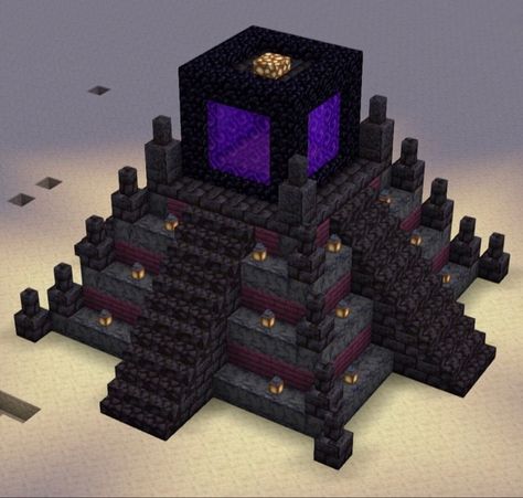 Minecraft Cool Building Ideas, End Portal Design, Nether Hub Design Minecraft, Nether Portal Designs, Minecraft Builds Ideas, Minecraft Build Tutorials, Minecraft Kale, Nether Portal Design, Minecraft Hack