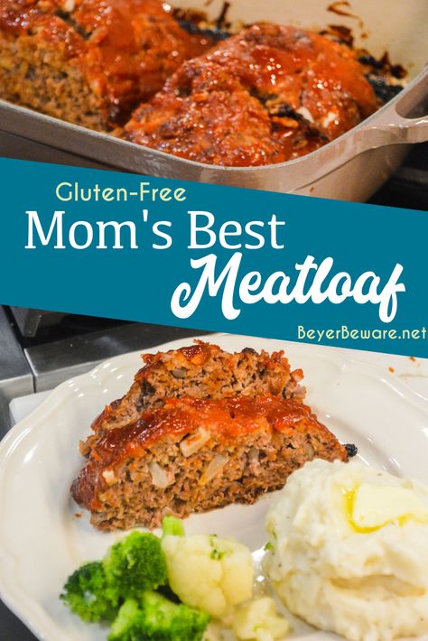 Egg Free Meatloaf, Gluten Free Meatloaf Recipe, Recipe Meatloaf, Best Meatloaf Recipe, Gluten Free Hamburger, Gluten Free Meatloaf, Cheesy Potatoes Recipe, Beef Dinners, Good Meatloaf Recipe