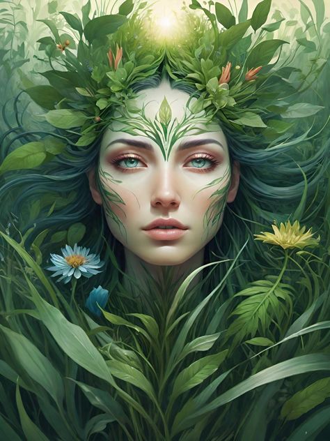 Flora Goddess, Ar Design, Magic Woman, Magic Women, Face Chart, Art Fractal, Face Photography, Art Fantasy, Art Street