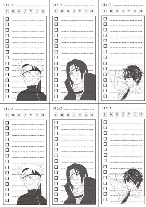 To-do List Anime #Otaku #Organización Anime To Do List Template, Study Planner Printable Free, Life Organization Printables, Naruto Clothing, List Anime, Study Planner Printable, Aesthetic Planner, Planner Writing, Anime Paper