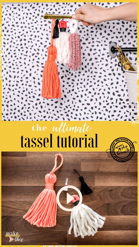 tassel diy | how to make tassels diy | tassel diy yarn | Tassel tutorial | tassel diy boho | » Never Skip Brunch by Cara Newhart #brunch #DIY #tassels Diy Yarn Tassel, Brunch Diy, Tassel Ideas, Tassel Tutorial, Make Tassels, Diy Tassels, Tassel Diy, Tassels Diy, Tassels Tutorials