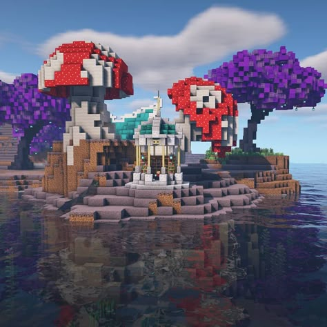 Mushroom Portal Minecraft, Minecraft Mushroom Island Build, Minecraft Mushroom Statue, Mushroom Biome Minecraft, Mushroom Biome House, Minecraft Mushroom, Minecraft Mooshroom Enclosure, Minecraft Mooshroom Build, Minecraft E