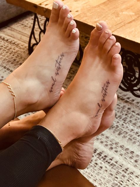 Sister Ankle Tattoos, Sister Tattoos For 2 Small Meaningful, Sister Best Friend Tattoos, Soul Sisters Tattoo, Sister Tattoos For 2 Meaningful, Best Friend Tattoos For Women, Best Friend Tattoo Quotes, Soul Sister Tattoos, Learn To Tattoo