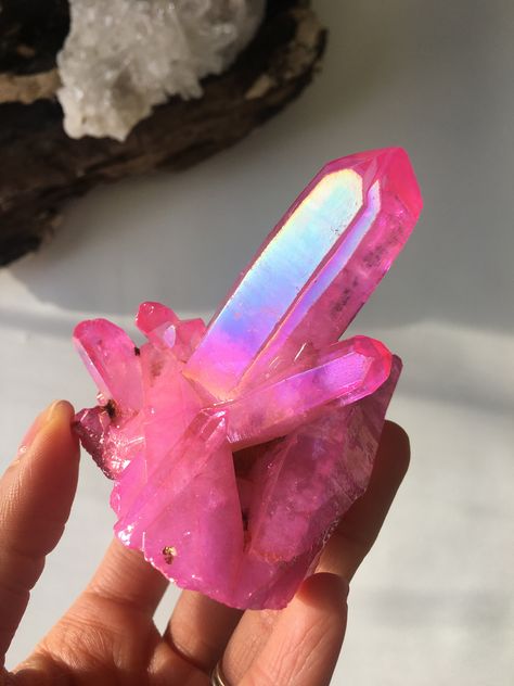 Crystal Tattoos, Lilac Fairy, Pink Aura Quartz, Rose Aura, Crystal Photography, Tattoos Inspo, Crystal Tattoo, Aura Quartz Cluster, Goddess Aesthetic