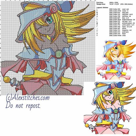 Dark Magician Girl (Yu Gi Oh) free cross stitch pattern 200x200 16 colors Dark Magician Girl, Free Cross Stitch Pattern, Free Cross Stitch Patterns, Dark Magician, Stitching Patterns, Hook Rug, Small Cross Stitch, Pixel Art Design, Pixel Pattern