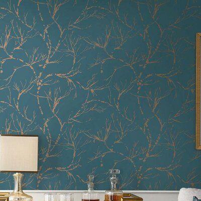 Modern Wallpaper Accent Wall, Pine Wallpaper, Accent Walls In Living Room, Teal Wallpaper, Wallpaper Accent Wall, York Wallcoverings, Bathroom Wallpaper, Wallpaper Living Room, Modern Wallpaper