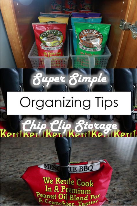 All about super simple chip clip storage so that you don't have to purchase expensive magnetic strips or separate baskets! How To Store Chips Bags In Pantry, Potato Chip Storage Ideas, Chip Bag Storage, Chip Bag Organization, Potato Chip Storage, Chip Storage Ideas, Chip Storage, Clip Storage, Organizing Products