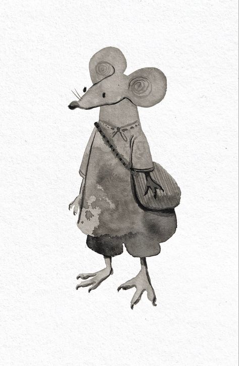 Rat With A Knife, Creepy Rats Drawing, Rat Character Art, Rat Cartoon Drawing, Rat Illustrated, Rat Drawing Reference, Cute Rats Drawing, Rat Draw, Rat Fursona