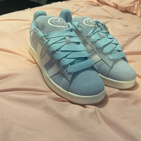 Adidas Light Blue Campus, Brand New Never Worn. Still Has The Tag On, Comes With An Extra Pair Of Laces (Dark Blue) Blue Campus, Campus Shoes, Adidas Campus, Blue Sneakers, Shoes Color, Shoes Brand, Blue Adidas, Adidas Shoes, Shoe Brands