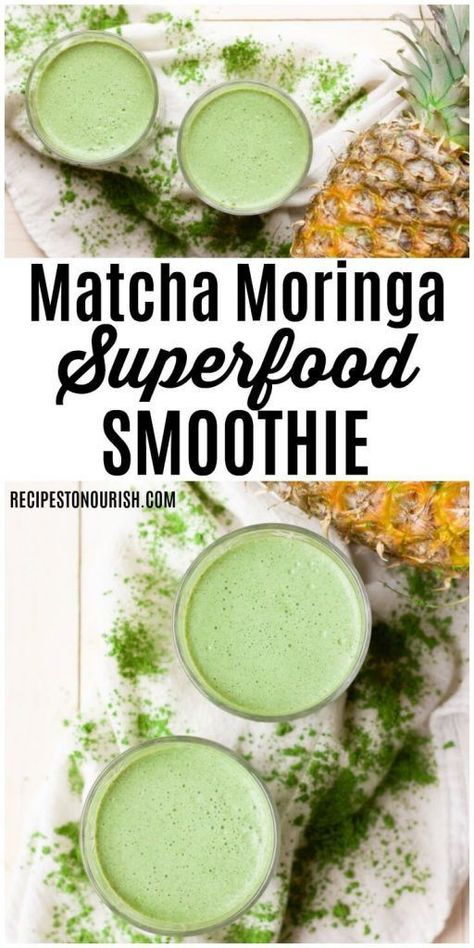 (ad) Treat yourself to this Matcha Moringa Superfood Smoothie! It’s packed with antioxidants, vitamins and nourishing ingredients, plus it’s sugar-free, dairy-free and delicious too. | Recipes to Nourish | Matcha recipe | Moringa recipes | Healthy smoothies | Healthy smoothie recipes | Superfood smoothie | Superfood recipes | Smoothies | Smoothie recipes | Smoothie recipes healthy | Paleo smoothie | Paleo smoothie recipes | Green smoothie recipes | #matchasmoothie #smoothierecipes Smoothie Superfood, Paleo Smoothie Recipes, Moringa Recipes, Smoothies Healthy, Smoothie King, Protein Smoothies, Matcha Recipe, Superfood Recipes, Superfood Smoothie