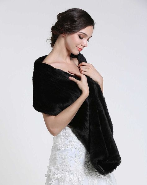 Scarves & Wraps, Wraps & Pashminas, Women's Fur Shawls and Wraps for Wedding Bride - C412MFGUJSB  #SCARVES #WRAPS #outfit #style #Wraps & Pashminas Formal Shawl, Fur Stole Wedding, Shawl Black, Faux Fur Shawl, Wedding Fur, Faux Fur Wrap, Faux Fur Scarves, Fur Wrap, Fur Shawl