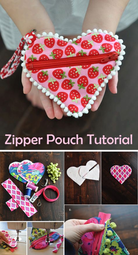 Sew A Pouch, Pinboard Diy, Zip Pouch Tutorial, Fabric Crafts Diy, Scrap Fabric Projects, Folded Fabric Ornaments, Pouch With Zipper, Pouch Tutorial, Quilted Christmas Ornaments