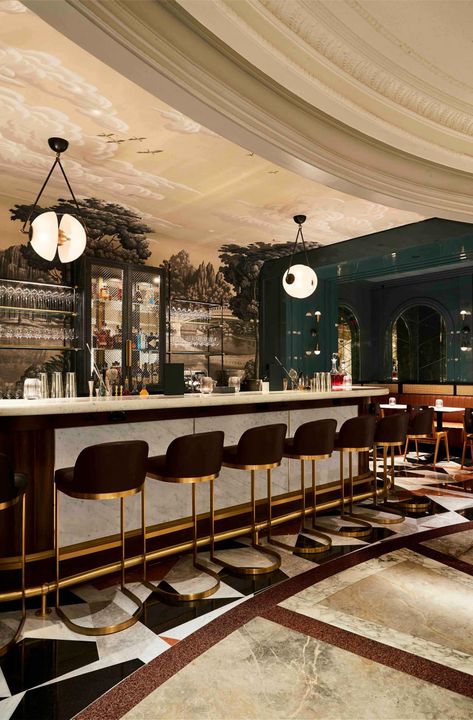 Bar Restaurant Design, Architecture Restaurant, European Cafe, Design Café, Luxury Bar, Restaurant New York, Lounge Design, Mural Design, Restaurant Interior Design