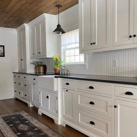 Light Above Kitchen Sink, Over Kitchen Sink Lighting, Kitchen Beadboard, Light Over Kitchen Sink, Rustic Chic Kitchen, Kitchen Schemes, Eccentric Kitchen, Farm Kitchens, Kitchen Dining Remodel